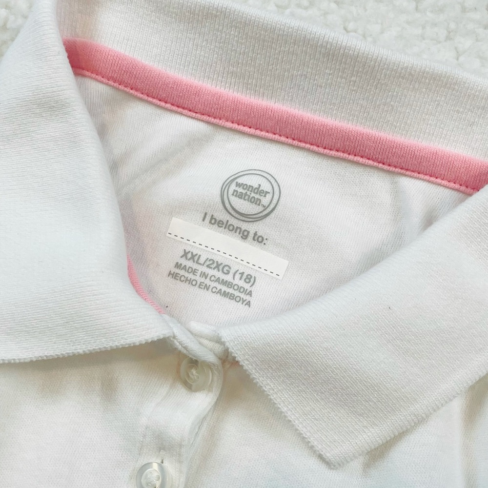 WONDER NATION • White Long Sleeve Polo Shirt, XXL - Picture 11 of 14